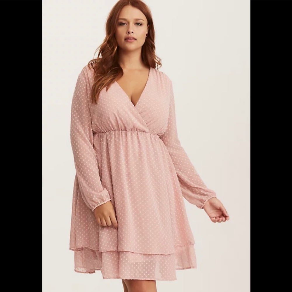 Torrid BLUSH TEXTURED CHIFFON SKATER DRESS